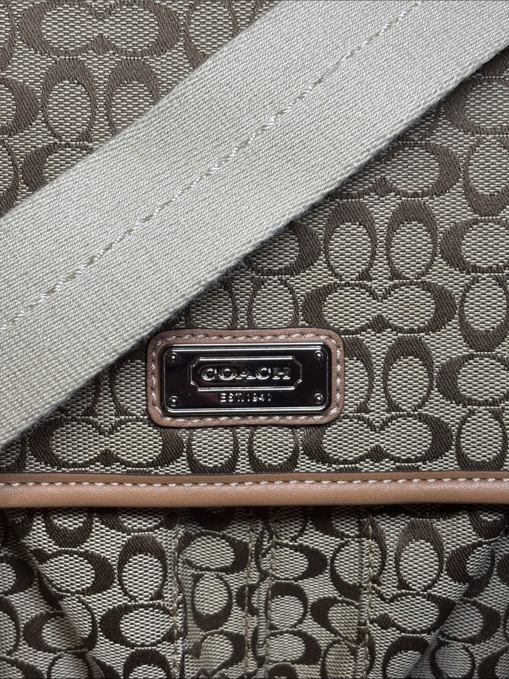 Coach Signature Canvas Messenger Crossbody Bag Khaki Leather J1169-F70283 NEW - Picture 2 of 16